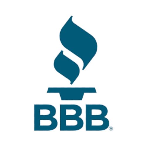 Blue torch icon above the bold letters “BBB” in blue text