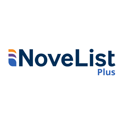NoveList Plus logo in dark blue text with colorful abstract icon.