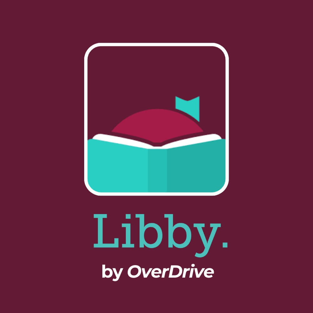 Cartoonized image of a child reading a book and the words Libby by Overdrive