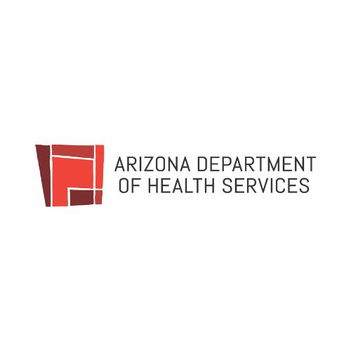 Red geometric icon beside the text “Arizona Department of Health Services”