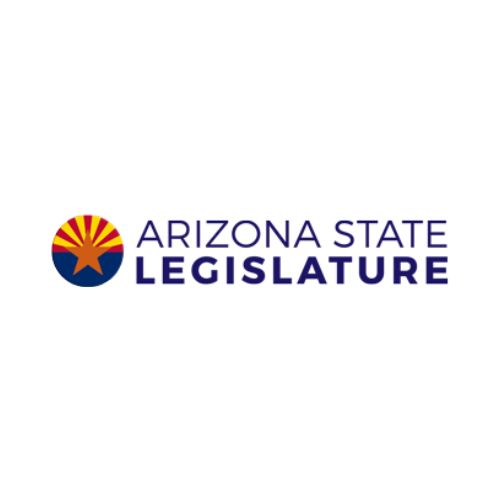 Purple, gold, and blue Arizona State Legislature logo with stylized sunrise emblem on the left