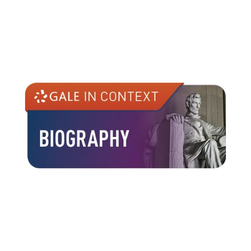 Orange “Gale In Context” banner with the Lincoln Memorial statue beside the word “Biography”