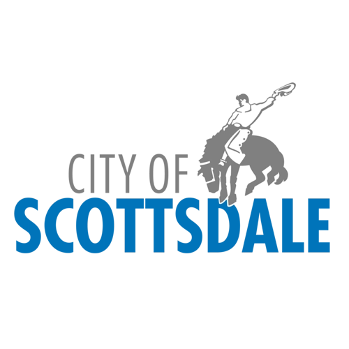 City of Scottsdale decorative text with cowboy on bucking horse