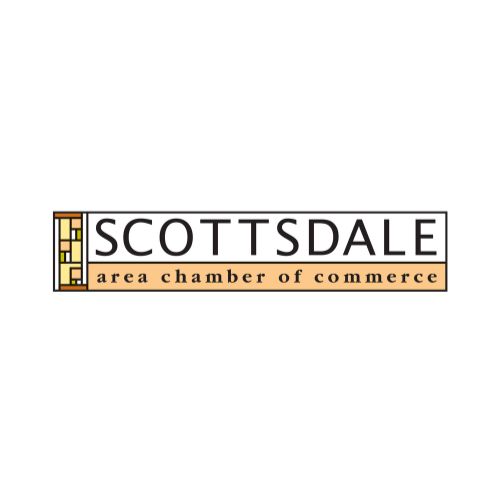 Scottsdale Area Chamber of Commerce logo with stylized building graphic on the left