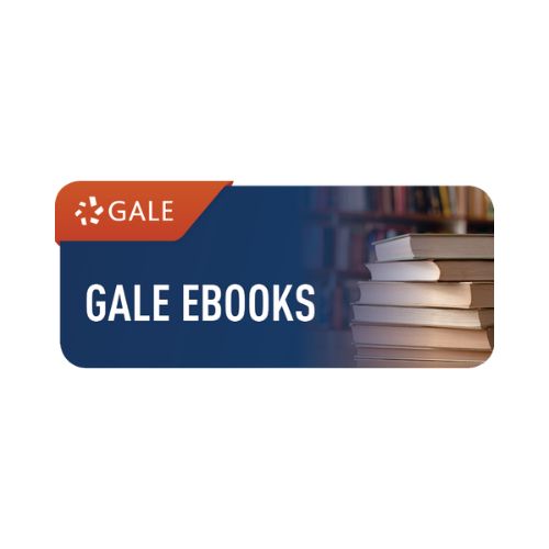 Blue “Gale eBooks” banner with a stack of books on the right