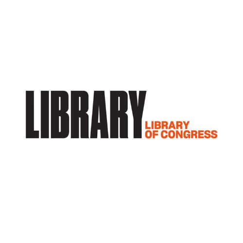 Black “LIBRARY” text with smaller orange “Library of Congress” stacked to the right
