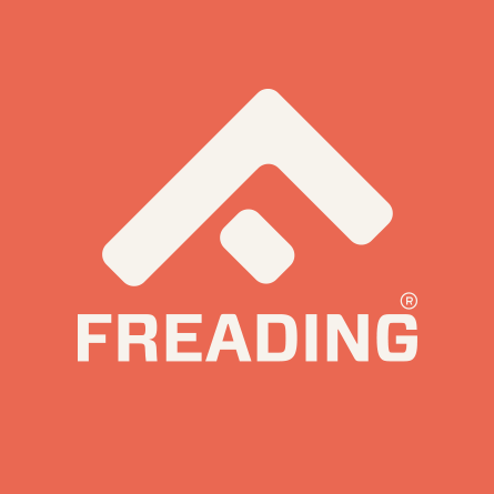Letter 'f' leaning over, with the word Freading