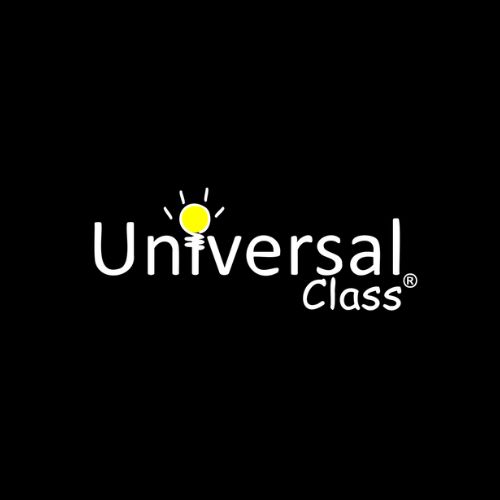White “Universal Class” logo on black with a yellow lightbulb above the letter I