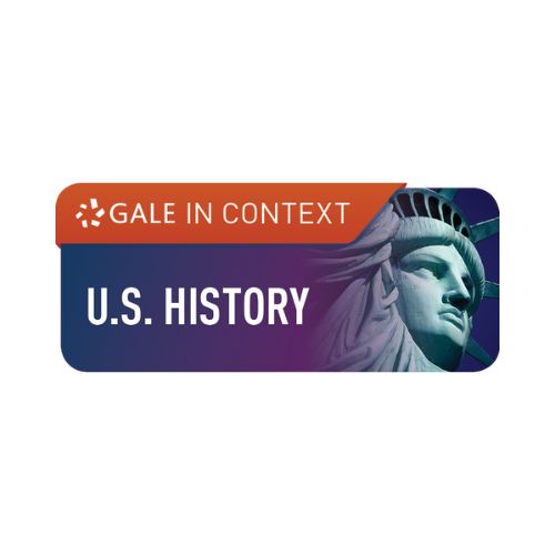 Orange “Gale In Context” banner with a blue‑tinted Statue of Liberty beside “U.S. History” text