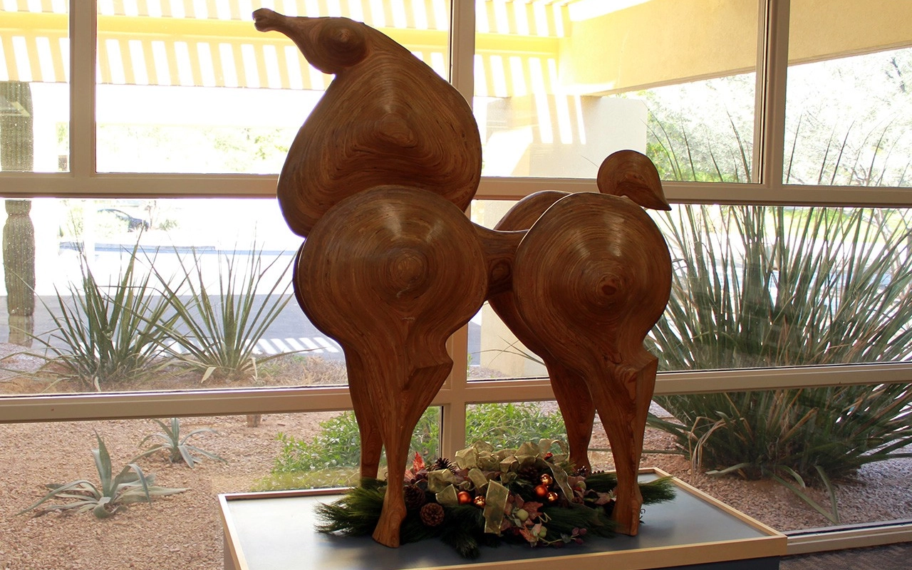 wooden artistic horse sculpture