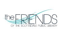 Friends of the Scottsdale Public Library logo with teal curved lines behind text
